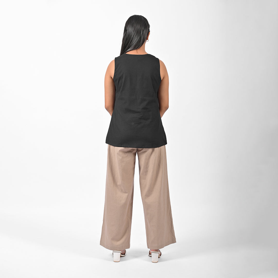 Black Pleat Tank Top