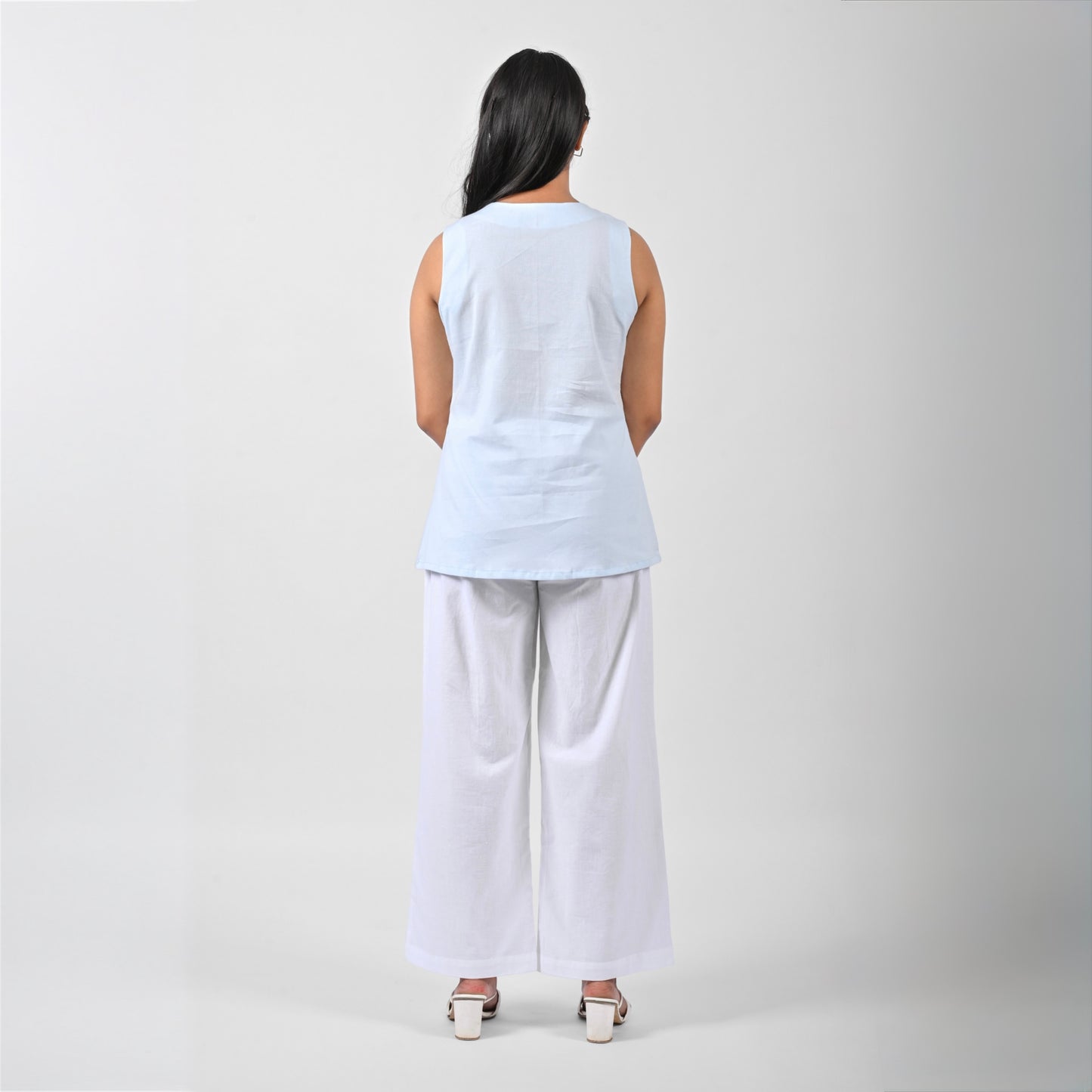 Sky Blue Pleat Tank Top