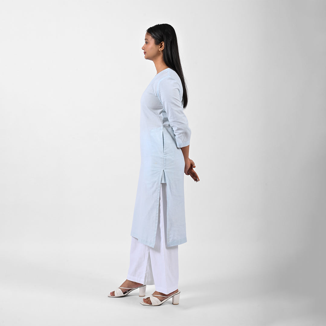 Raw’s V-Neck Long Kurta (SKY BLUE)