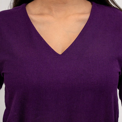 Raw's V-Neck Long Kurta (PURPLE)
