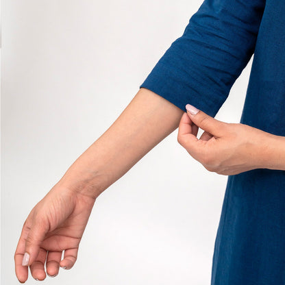 Raw's V-Neck Long Kurta (DENIM BLUE)