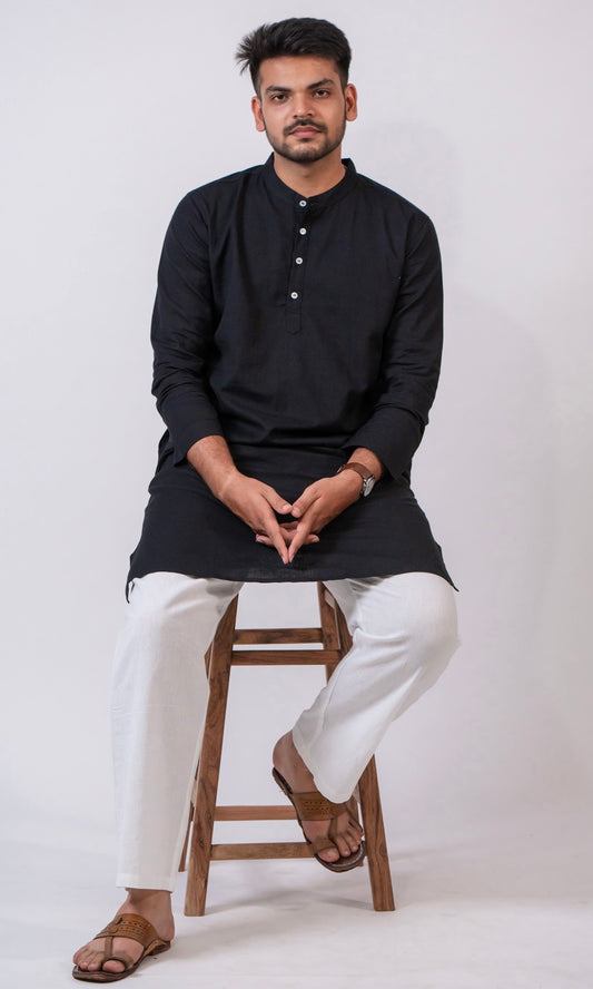 RAW'S BLACK LONG KURTA