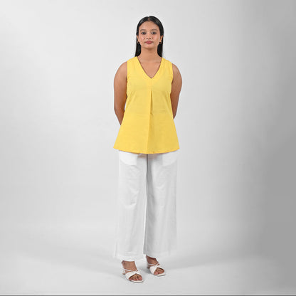 Yellow Pleat Tank Top