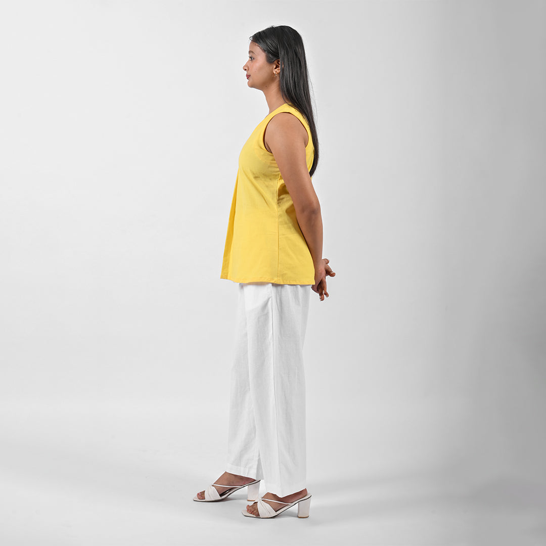 Yellow Pleat Tank Top