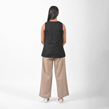 Black Pleat Tank Top