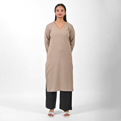 Raw’s V-Neck Long Kurta (GREY)