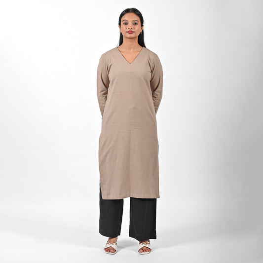 Raw’s V-Neck Long Kurta (GREY)