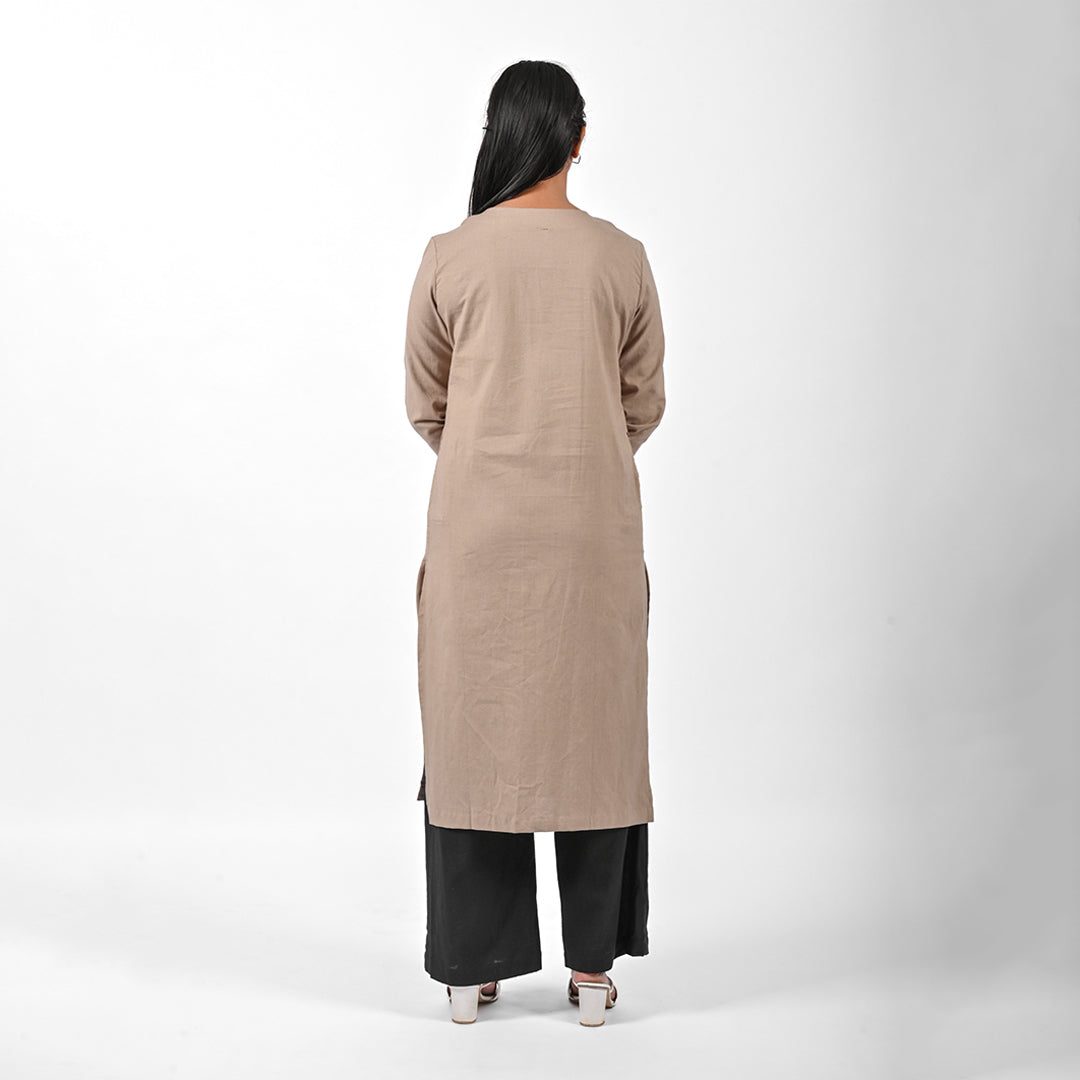 Raw’s V-Neck Long Kurta (GREY)
