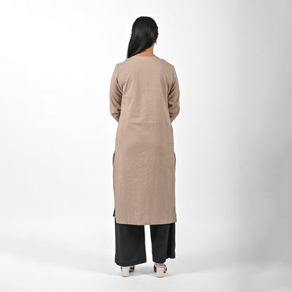 Raw’s V-Neck Long Kurta (GREY)