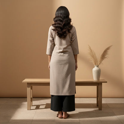 Raw’s V-Neck Long Kurta (GREY)