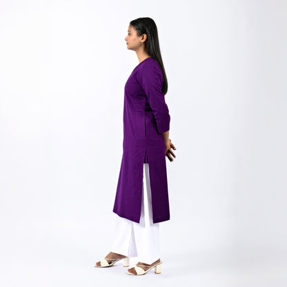 Raw's V-Neck Long Kurta (PURPLE)