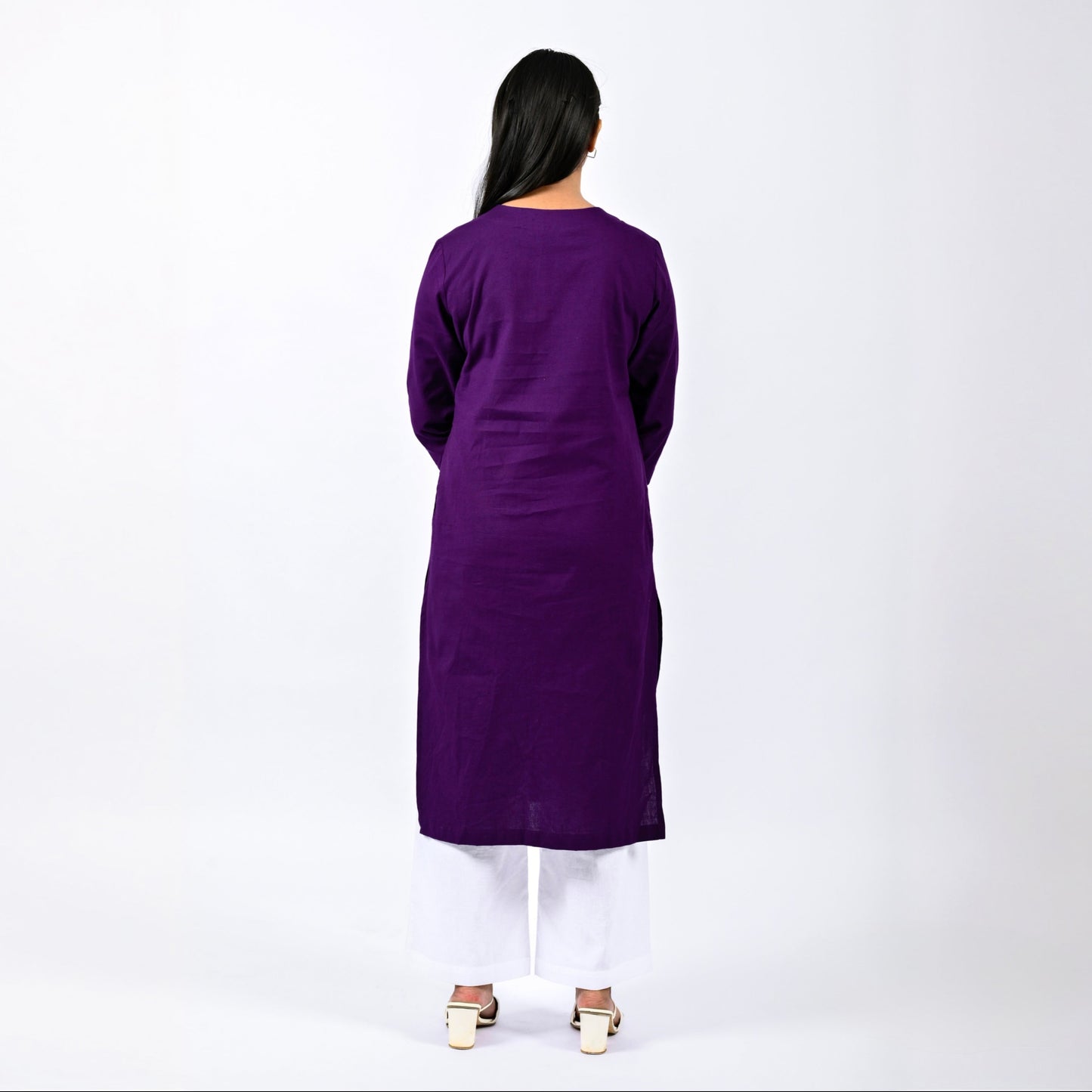 Raw's V-Neck Long Kurta (PURPLE)