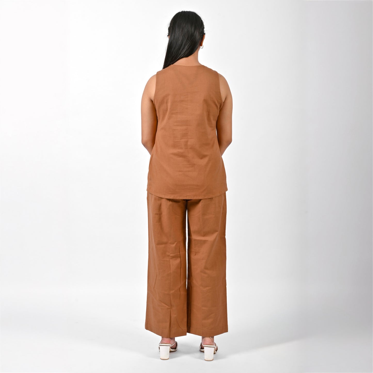 Brown Pleat Tank Top