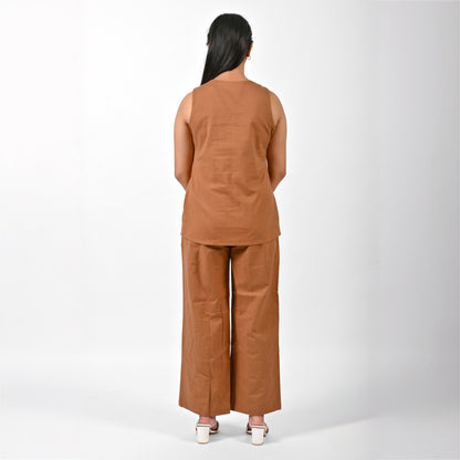 Brown Pleat Tank Top